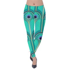 Gradient Art Deco Pattern Design Velvet Leggings by artworkshop