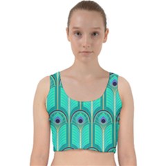 Gradient Art Deco Pattern Design Velvet Racer Back Crop Top by artworkshop