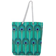 Gradient Art Deco Pattern Design Full Print Rope Handle Tote (large) by artworkshop