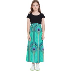 Gradient Art Deco Pattern Design Kids  Flared Maxi Skirt by artworkshop