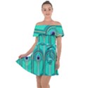 Gradient Art Deco Pattern Design Off Shoulder Velour Dress View1