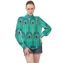 Gradient Art Deco Pattern Design High Neck Long Sleeve Chiffon Top by artworkshop