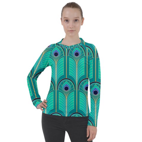 Gradient Art Deco Pattern Design Women s Pique Long Sleeve Tee by artworkshop