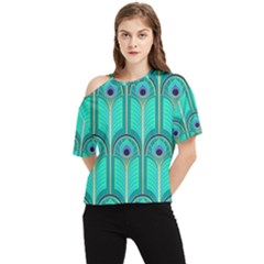 Gradient Art Deco Pattern Design One Shoulder Cut Out Tee by artworkshop