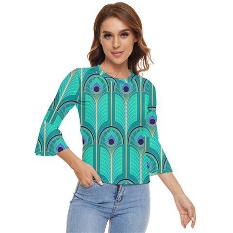 Gradient Art Deco Pattern Design Bell Sleeve Top by artworkshop