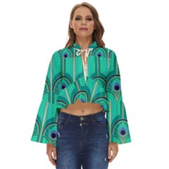 Gradient Art Deco Pattern Design Boho Long Bell Sleeve Top by artworkshop