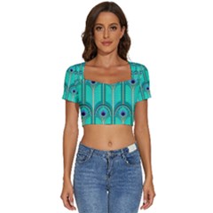 Gradient Art Deco Pattern Design Short Sleeve Square Neckline Crop Top  by artworkshop