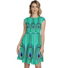 Gradient Art Deco Pattern Design Cap Sleeve High Waist Dress by artworkshop