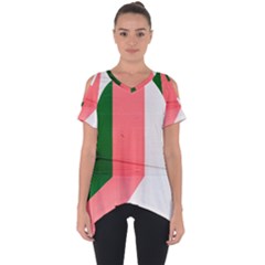 Green Pink Interior Paint Cut Out Side Drop Tee by artworkshop