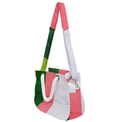 Green Pink Interior Paint Rope Handles Shoulder Strap Bag by artworkshop