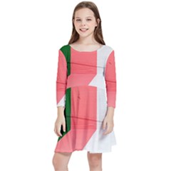 Green Pink Interior Paint Kids  Quarter Sleeve Skater Dress by artworkshop