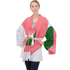 Green Pink Interior Paint Long Sleeve Velvet Kimono 