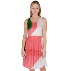 Green Pink Interior Paint Knee Length Skater Dress With Pockets by artworkshop