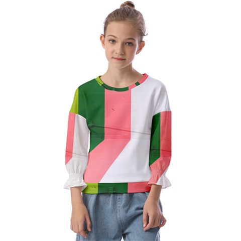 Green Pink Interior Paint Kids  Cuff Sleeve Top by artworkshop