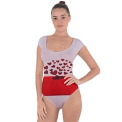 Love Envelope Logo Valentine Short Sleeve Leotard  by artworkshop