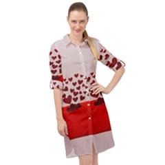 Love Envelope Logo Valentine Long Sleeve Mini Shirt Dress by artworkshop