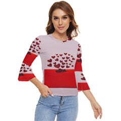 Love Envelope Logo Valentine Bell Sleeve Top