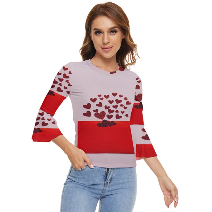 Love Envelope Logo Valentine Bell Sleeve Top