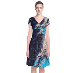 Mixing Acrylic Paints Short Sleeve Front Wrap Dress by artworkshop