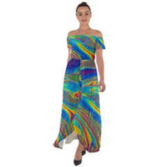 My Bubble Project Fit To Screen Off Shoulder Open Front Chiffon Dress