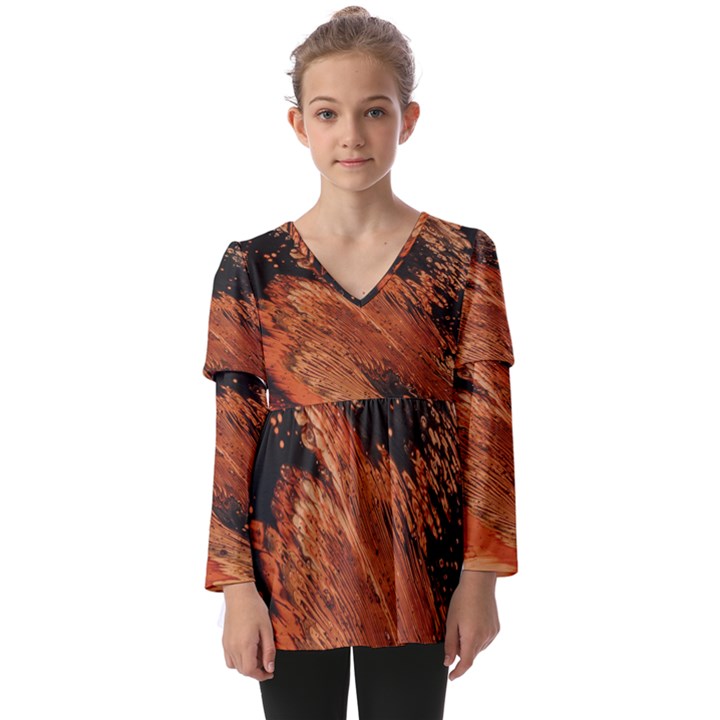 Painting Wallpaper Kids  V Neck Casual Top