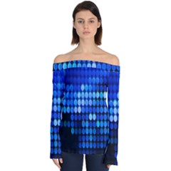 Pattern Blue Logo Off Shoulder Long Sleeve Top by artworkshop