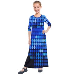 Pattern Blue Logo Kids  Quarter Sleeve Maxi Dress