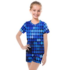 Pattern Blue Logo Kids  Mesh Tee And Shorts Set