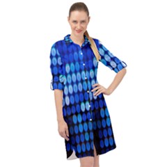 Pattern Blue Logo Long Sleeve Mini Shirt Dress by artworkshop