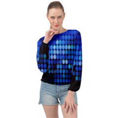 Pattern Blue Logo Banded Bottom Chiffon Top by artworkshop