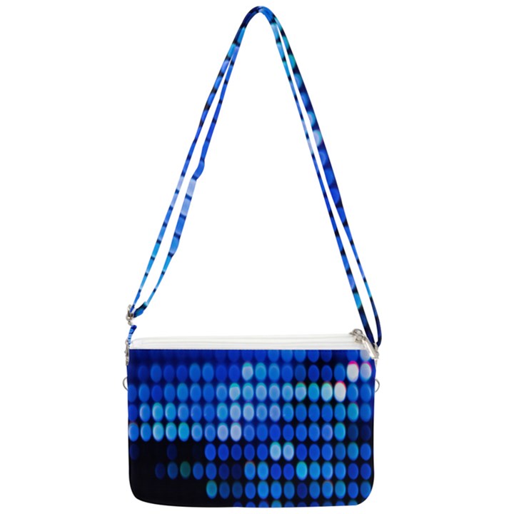 Pattern Blue Logo Double Gusset Crossbody Bag