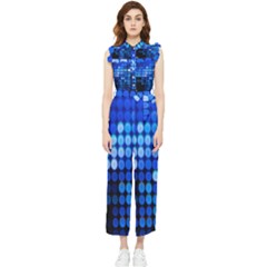 Pattern Blue Logo Women s Frill Top Chiffon Jumpsuit by artworkshop