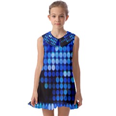 Pattern Blue Logo Kids  Pilgrim Collar Ruffle Hem Dress by artworkshop