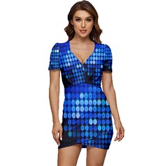 Pattern Blue Logo Low Cut Cap Sleeve Mini Dress by artworkshop