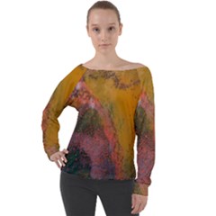 Pollock Off Shoulder Long Sleeve Velour Top by artworkshop