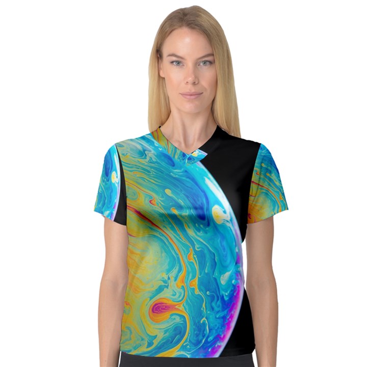 Soap Bubble Project V-Neck Sport Mesh Tee