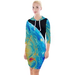 Soap Bubble Project Quarter Sleeve Hood Bodycon Dress by artworkshop