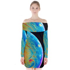 Soap Bubble Project Long Sleeve Off Shoulder Dress by artworkshop