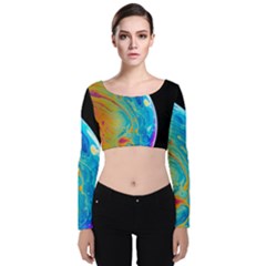 Soap Bubble Project Velvet Long Sleeve Crop Top by artworkshop