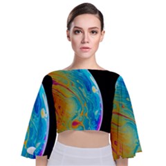 Soap Bubble Project Tie Back Butterfly Sleeve Chiffon Top by artworkshop