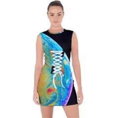 Soap Bubble Project Lace Up Front Bodycon Dress by artworkshop