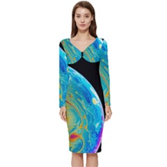 Soap Bubble Project Long Sleeve V-neck Bodycon Dress  by artworkshop