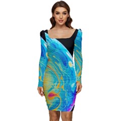 Soap Bubble Project Women Long Sleeve Ruched Stretch Jersey Dress by artworkshop