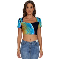 Soap Bubble Project Short Sleeve Square Neckline Crop Top  by artworkshop