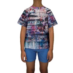 Splattered Paint On Wall Kids  Short Sleeve Swimwear by artworkshop