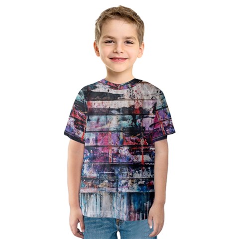 Splattered Paint On Wall Kids  Sport Mesh Tee by artworkshop