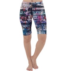 Splattered Paint On Wall Cropped Leggings  by artworkshop