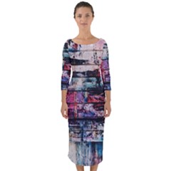 Splattered Paint On Wall Quarter Sleeve Midi Bodycon Dress by artworkshop