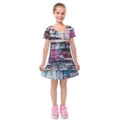 Splattered Paint On Wall Kids  Short Sleeve Velvet Dress by artworkshop