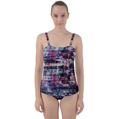 Splattered Paint On Wall Twist Front Tankini Set by artworkshop